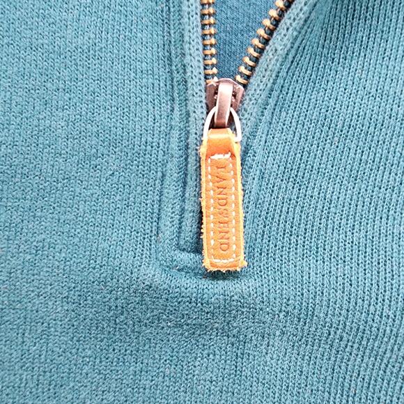 Lands End Sweater Mens M Green Bedford Rib Quarter Zip Long Sleeve Soft Pullover - Picture 2 of 9